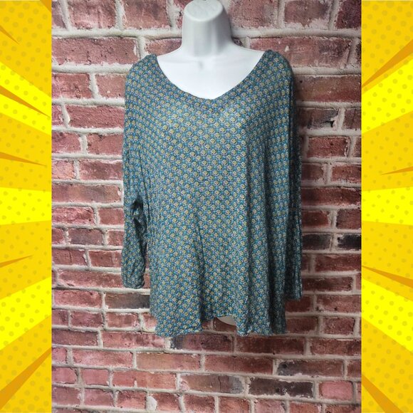 Women's LUCKY BRAND V Neck Floral Paisley Top Size 2X - Picture 1 of 7